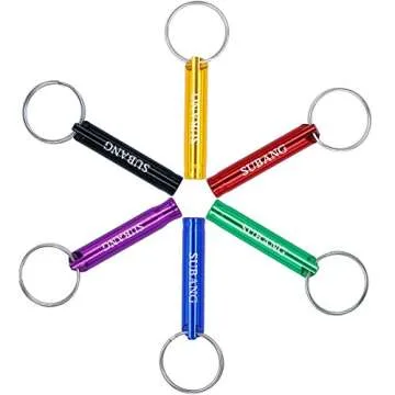 SUBANG 12 Pcs Hiking Camping Aluminum Emergency Whistles Survival Whistle with Lanyards, 6 Colors