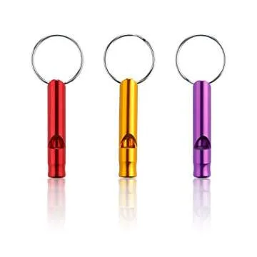 SUBANG 12 Pcs Hiking Camping Aluminum Emergency Whistles Survival Whistle with Lanyards, 6 Colors