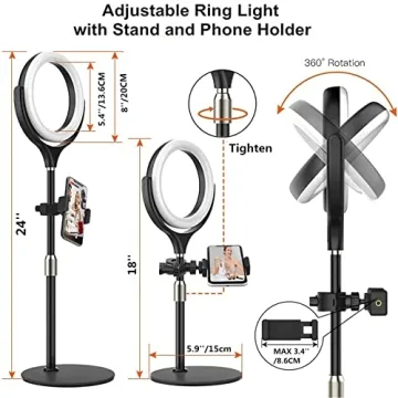 Yarrashop 8" Adjustable Selfie Ring Light for Video Calls