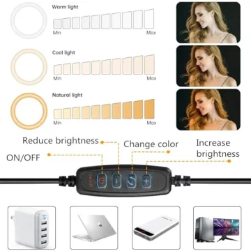 Yarrashop 8" Adjustable Selfie Ring Light for Video Calls