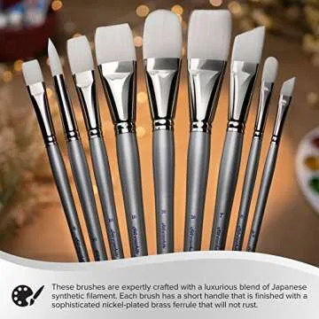 Expertly Designed Silverwhite Flat Paintbrush for Artists