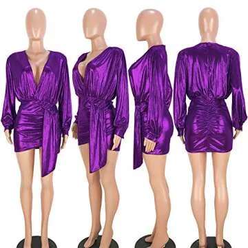 Stunning Metallic Glitter Bodycon Party Dress for Women