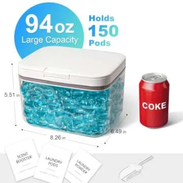 ALPIRIRAL Laundry Pods Container, 1 Pack 94 fl oz / 5.8lb Laundry Powder Holder Dispenser for Laundr...