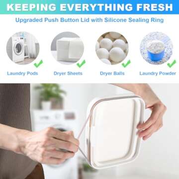 ALPIRIRAL Laundry Pods Container, 1 Pack 94 fl oz / 5.8lb Laundry Powder Holder Dispenser for Laundry Room Organization Decor, Plastic Laundry Pod Beads Detergent Containers for Laundry Storage