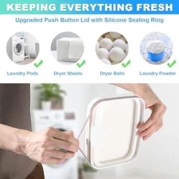 ALPIRIRAL Laundry Pods Container, 1 Pack 94 fl oz / 5.8lb Laundry Powder Holder Dispenser for Laundry Room Organization Decor, Plastic Laundry Pod Beads Detergent Containers for Laundry Storage