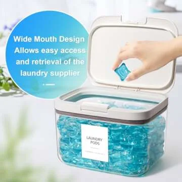 ALPIRIRAL Laundry Pods Container, 1 Pack 94 fl oz / 5.8lb Laundry Powder Holder Dispenser for Laundry Room Organization Decor, Plastic Laundry Pod Beads Detergent Containers for Laundry Storage