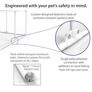 Clearly Loved Pets 27" Tall Medium Lucidium Pet Pen, Silver