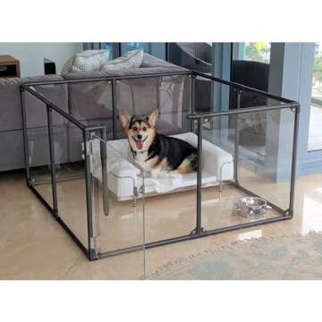 Clearly Loved Pets 27" Tall Medium Lucidium Pet Pen, Silver