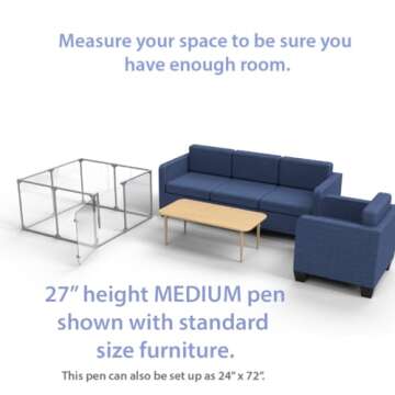 Clearly Loved Pets 27" Tall Medium Lucidium Pet Pen, Silver