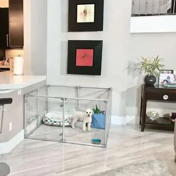 Clearly Loved Pets 27" Tall Medium Lucidium Pet Pen, Silver