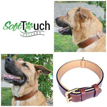 Soft Touch Collars Padded Leather Dog Collar for Large Dogs, Stylish & Comfortable