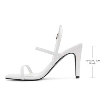 Women's Strappy High Heeled Sandals Open Toe Ankle Strap heels Comfy Weddings Shoes,EMMA-White Pu-7-O1