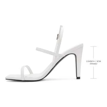 Women's Strappy High Heeled Sandals Open Toe Ankle Strap heels Comfy Weddings Shoes,EMMA-White Pu-7-O1