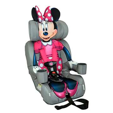 KidsEmbrace Disney Minnie Mouse 2-in-1 Forward-Facing Booster Car Seat LATCH | 5-Point Harness Booster 22-65lbs converts to Belt-Positioning Booster 40-100lbs | Adjustable