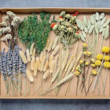 DIY Natural Dried Flower Set, Bulk Dried Flowers, Dried Flowers with Stems, Handmade Dried Flowers Ideas, DIY Flower Set, Dried Flower Bouquets, Table Centerpiece Mini Dried Flowers (Brown)