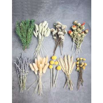 DIY Natural Dried Flower Set, Bulk Dried Flowers, Dried Flowers with Stems, Handmade Dried Flowers Ideas, DIY Flower Set, Dried Flower Bouquets, Table Centerpiece Mini Dried Flowers (Brown)