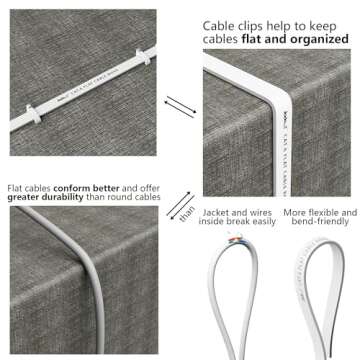 Cat 6 Ethernet Cable 100 ft, Outdoor&Indoor, 10Gbps Support Cat8 Cat7 Network, long Flat Internet LAN Patch Cord, Cat6 Solid Fast Speed weatherproof Cable for Router, Modem, PS4/5, Xbox, Gaming, White