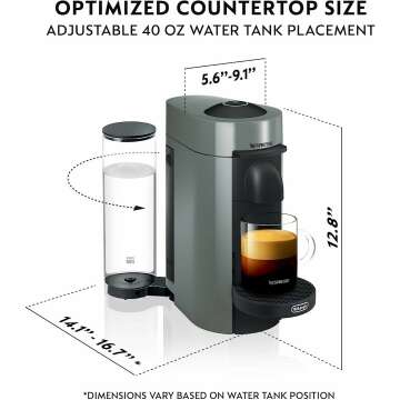 Nespresso VertuoPlus Machine by De'Longhi in Grey