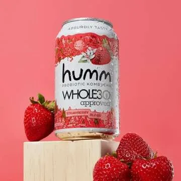 Humm Whole30 Approved Kombucha Variety Pack, Mango Lemon, Mixed Berry, Strawberry Blossom, Organic, Vegan & GMO Free (12 Pack)
