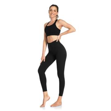 HeyNuts Workout Pro Athletic High Waisted Yoga Leggings for Women, Buttery Soft Workout Pants Compression 7/8 Leggings with Inner Pockets Black_25'' XS(0/2)