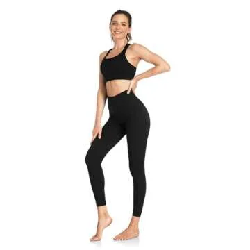 HeyNuts Workout Pro Athletic High Waisted Yoga Leggings for Women, Buttery Soft Workout Pants Compression 7/8 Leggings with Inner Pockets Black_25'' XS(0/2)