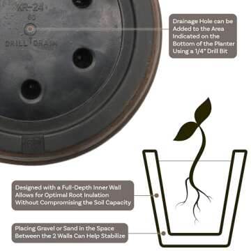 Sunnydaze Anjelica 24" Double-Walled Polyresin Outdoor Planter with UV-Resistant Rust Finish - Set of 2