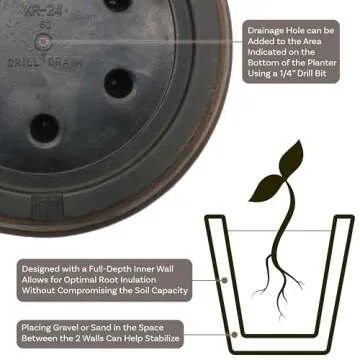 Sunnydaze Anjelica 24" Double-Walled Polyresin Outdoor Planter with UV-Resistant Rust Finish - Set of 2