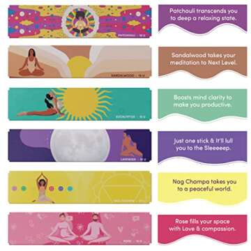 BRAHMAS Incense Sticks Variety Pack | 6 x 15 Sticks Each of Nag Champa, Sandalwood, Lavender, Patchouli, Eucalyptus, Rose | Organic Incense Sticks Non Toxic | Meditation Accessories | Spiritual Gifts