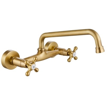 Gotonovo Antique Brass Wall Mount Faucet for Kitchens