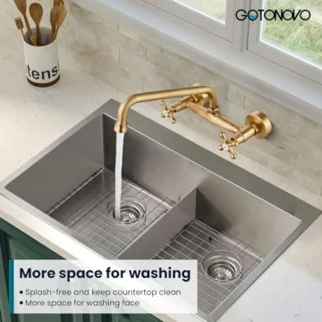 Gotonovo Antique Brass Wall Mount Faucet for Kitchens