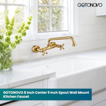 Gotonovo Antique Brass Wall Mount Faucet for Kitchens