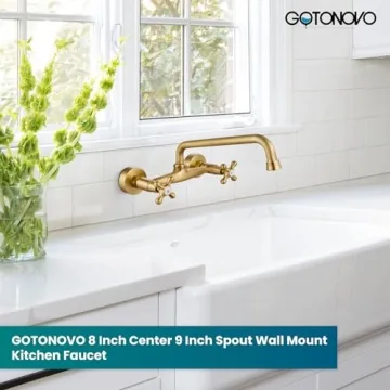 Gotonovo Antique Brass Wall Mount Faucet for Kitchens