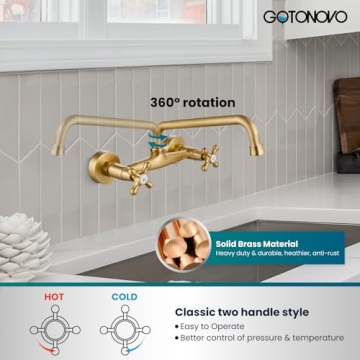 Gotonovo Antique Brass Wall Mount Faucet for Kitchens