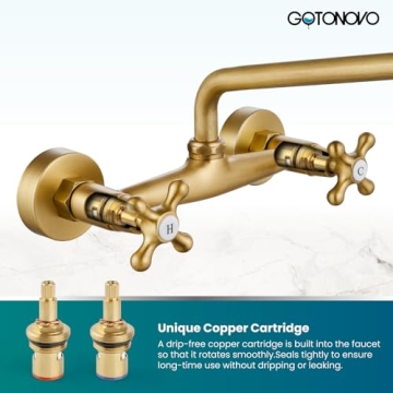 Gotonovo Antique Brass Wall Mount Faucet for Kitchens