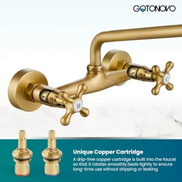 Gotonovo Antique Brass Wall Mount Faucet for Kitchens