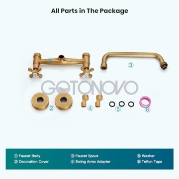 Gotonovo Antique Brass Wall Mount Faucet for Kitchens