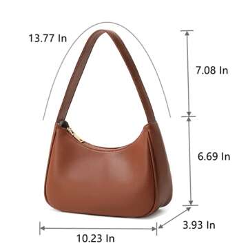 CYHTWSDJ Shoulder Bags for Women, Cute Hobo Tote Handbag Mini Clutch Purse with Zipper Closure (Brown)