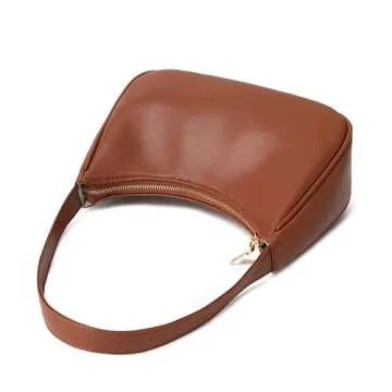 CYHTWSDJ Shoulder Bags for Women, Cute Hobo Tote Handbag Mini Clutch Purse with Zipper Closure (Brown)