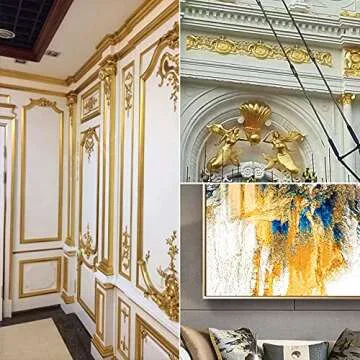 Yuegit 200 Pieces Imitation Gold Leaf Sheets : Gold Foil Sheets Gold Flakes for Resin, DIY Art, Gilding Crafts, Paintings, Nail Art, Frames, Home Decoration 5.5X5.5 Inch (Gold,Silver Each 100 pcs)