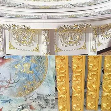 Yuegit 200 Pieces Imitation Gold Leaf Sheets : Gold Foil Sheets Gold Flakes for Resin, DIY Art, Gilding Crafts, Paintings, Nail Art, Frames, Home Decoration 5.5X5.5 Inch (Gold,Silver Each 100 pcs)