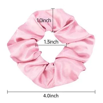 12 Pack Elastics Band Hair Scrunchies Pink Satin Scrunchy Elastic Hair Bobbles Scrunchies Jaciya Hai...