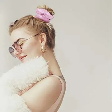 12 Pack Elastics Band Hair Scrunchies Pink Satin Scrunchy Elastic Hair Bobbles Scrunchies Jaciya Hair Ties Ponytail holder Hair Accessories for Women Girls