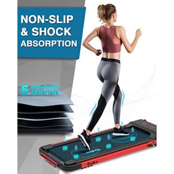 REDLIRO Under Desk Treadmill, 2 in 1 Motorized Portable Foldable Treadmill Compact Fold Up Walking Pad, Sturdy Folding Treadmill for Small Space with Remote Control, LED Display for Home & Office Use