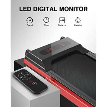 REDLIRO Under Desk Treadmill, 2 in 1 Motorized Portable Foldable Treadmill Compact Fold Up Walking Pad, Sturdy Folding Treadmill for Small Space with Remote Control, LED Display for Home & Office Use