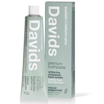 Davids Natural Peppermint Toothpaste - Fluoride-Free, Whitening & Antiplaque