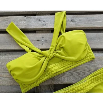 SPORLIKE SporlikeWomen High Waisted Bikini Braided Swimsuit Padded Bathing Suit(Bottle Green,Small)