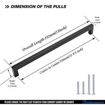 Goldenwarm 5 Pack Black Bar Cabinet Handles for Home