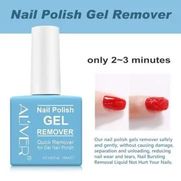 ALIVER Nail Polish Remover, Gel Remover For Nails In 2-5 Minutes - Quick & Easy Gel Polish Remover - No Need For Foil, Soaking Or Wrapping 0.5fl Oz.