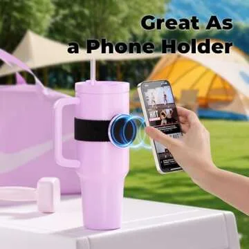 Water Bottle Accessories for Stanley Cup 30 oz 40 oz Tumbler with Handle Owala FreeSip Water Bottle 32oz 40 oz, Magnetic Phone Holder Strap for Magsafe Gym Exercise to Hold Keys and Cell Phone