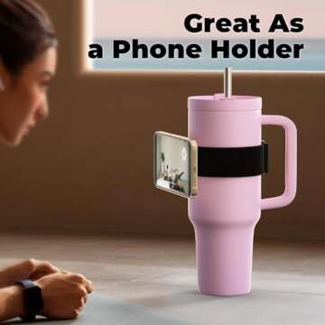 Water Bottle Accessories for Stanley Cup 30 oz 40 oz Tumbler with Handle Owala FreeSip Water Bottle 32oz 40 oz, Magnetic Phone Holder Strap for Magsafe Gym Exercise to Hold Keys and Cell Phone